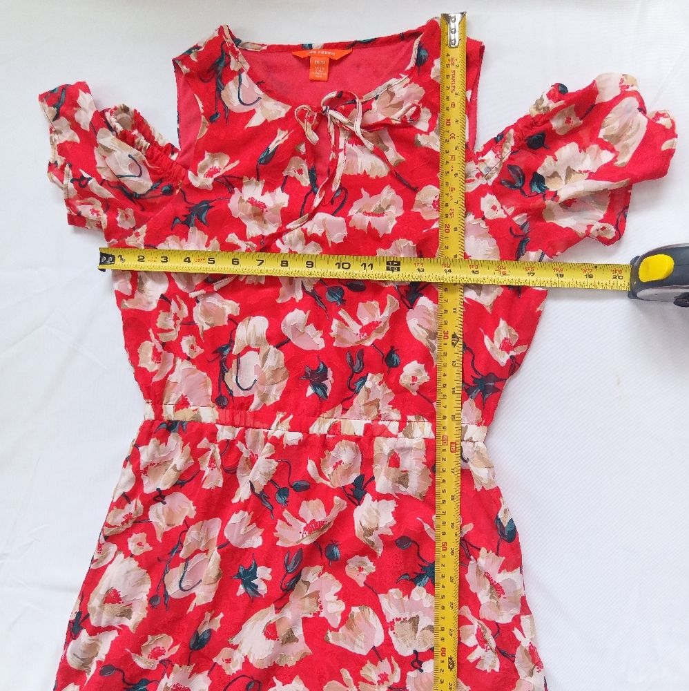 🪇2for$15 Ptp18" Cold Shoulder Short Sleeve Red Floral Long Dress - NWOT - Picture 8 of 9